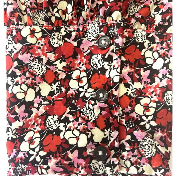 Women Plus 2X Blouse Sanctuary Georgette Red Floral Print Tie Neck Ruffle NWT - Picture 10 of 16